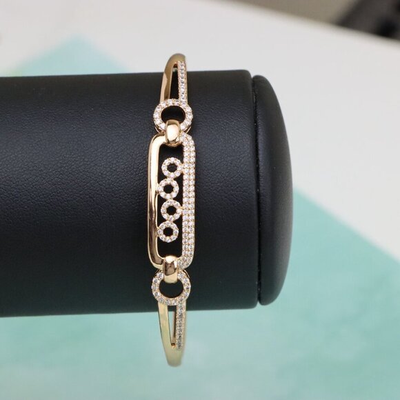 Radiant Oval Link Rose Gold Bangle with CZ Accents, XPBL0444 - Picture 8 of 12